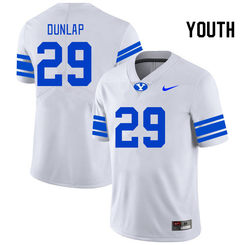 Youth #29 Jayden Dunlap BYU Cougars College Football Jerseys Stitched-White